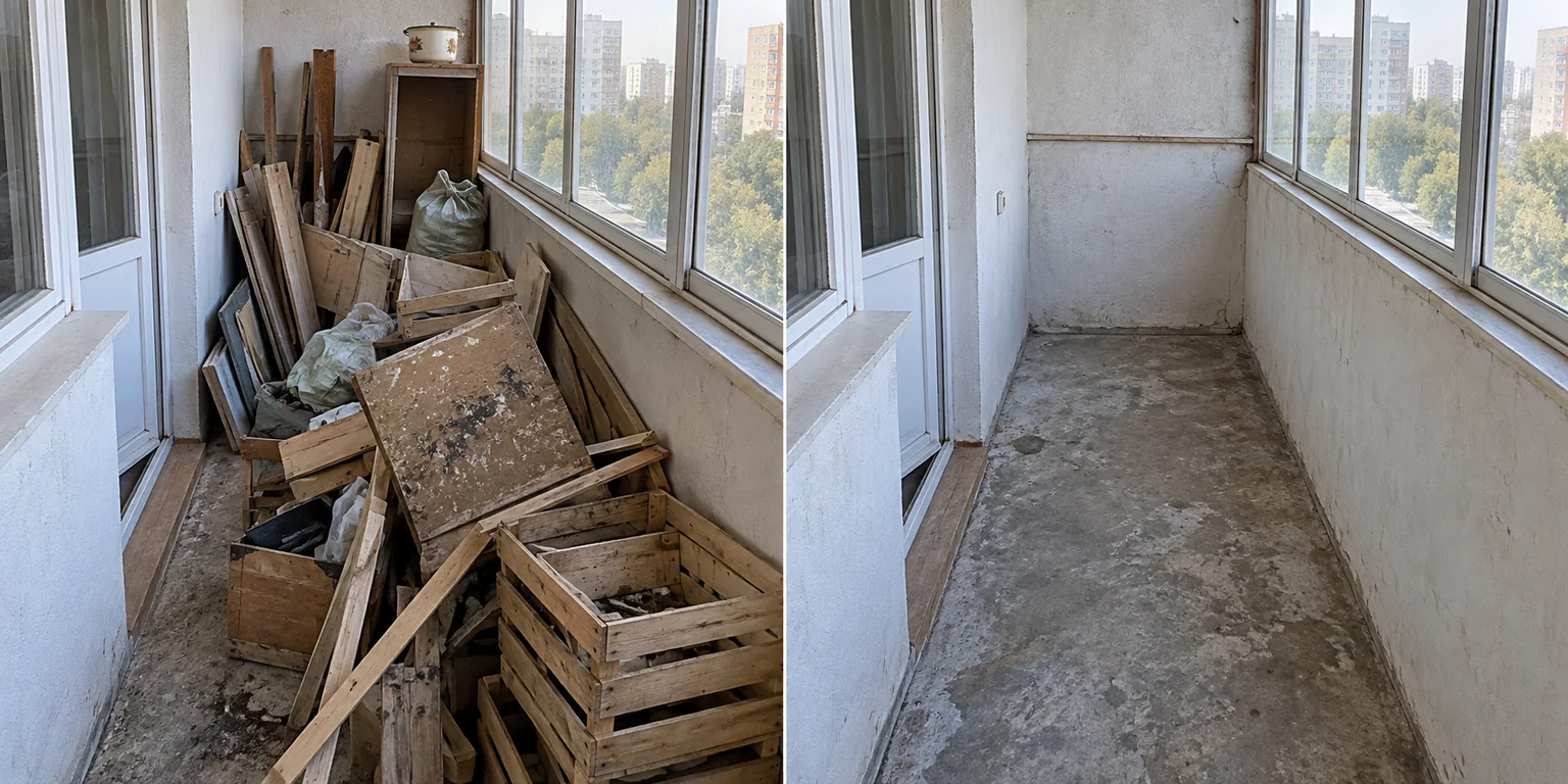 Освобождение балкона — до уборки