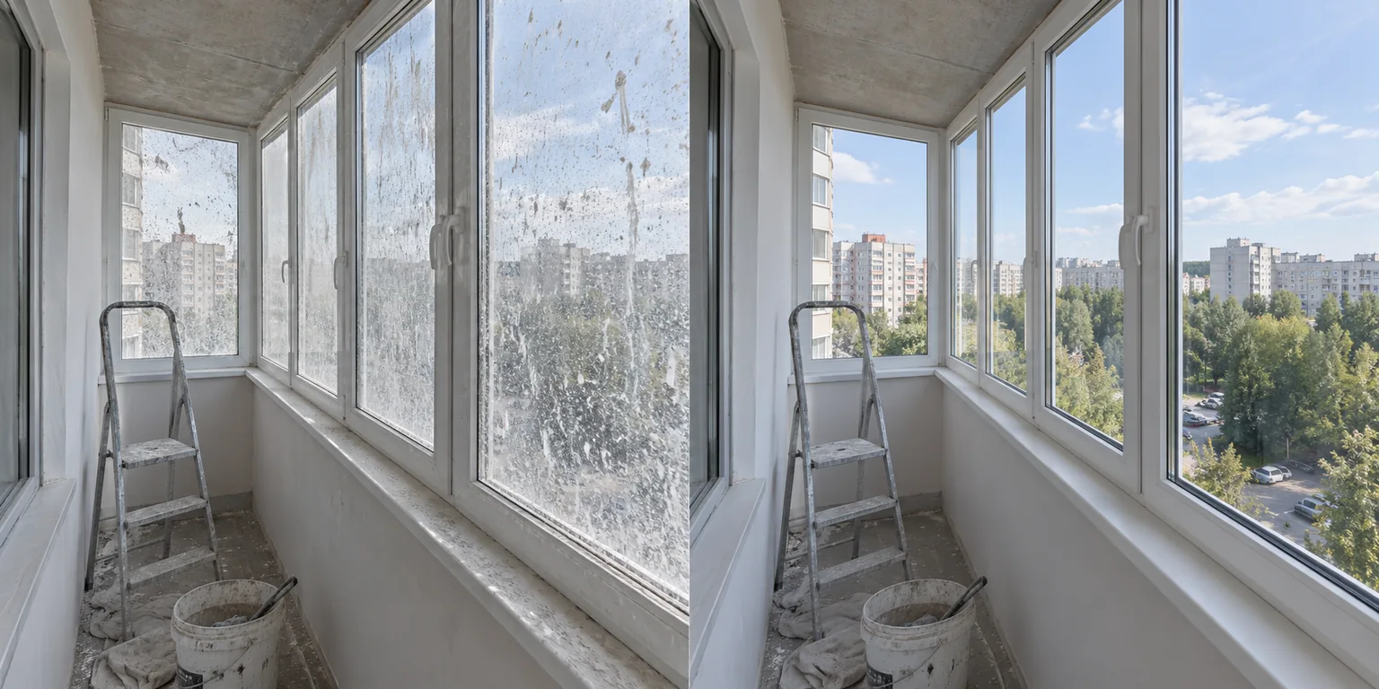Балкон после монтажа — до уборки