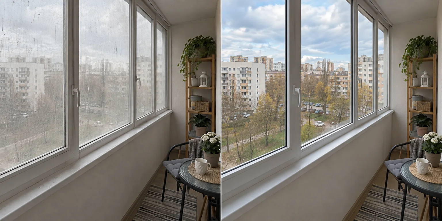 Балконное остекление — до уборки