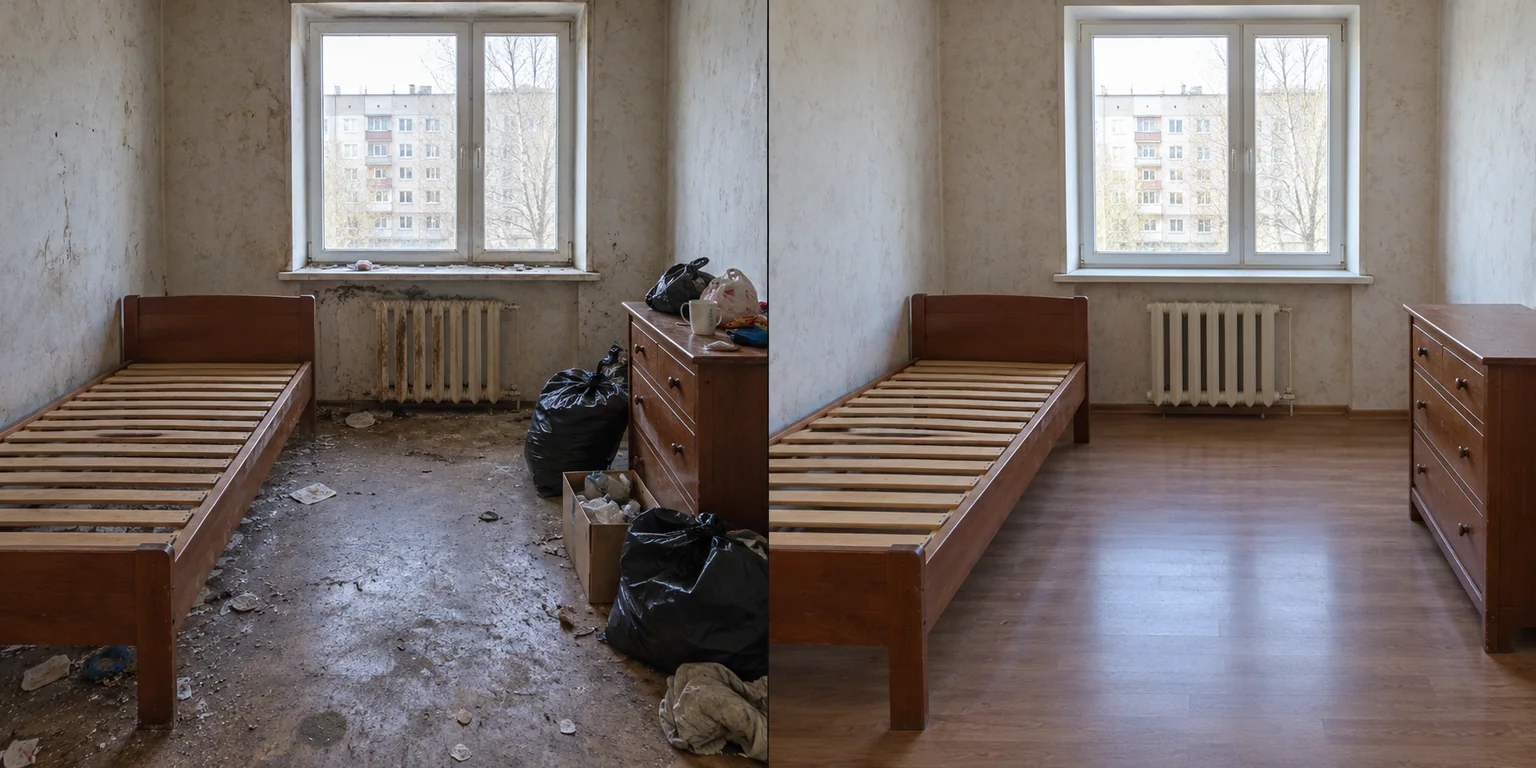 Освобождение комнаты — до уборки