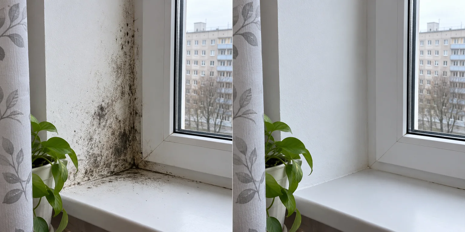 Откос окна — до уборки